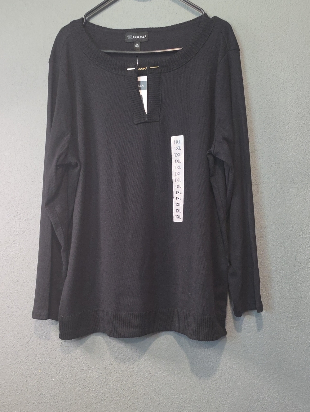 Rafaella Black Long Sleeve V-Neck -1XL